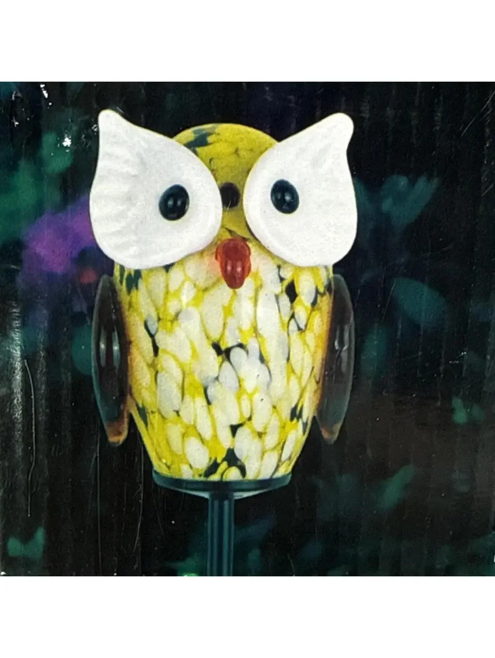 Wilson & Fisher Glass Owl Solar Powered Yard Stake Light Beautiful RARE Unique